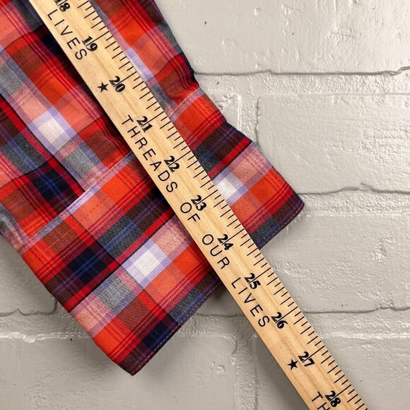 High Noon Shirt Mens XLarge Orange‎ Blue Plaid Pearl Snap Western Cowboy Cotton - Picture 6 of 9